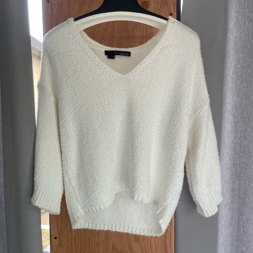 white 360 cashmere linen sweater